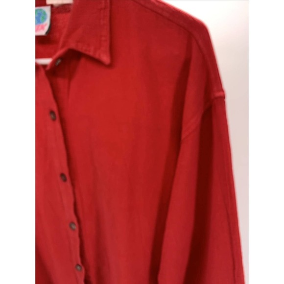 Vintage WEK Button Up Shirt Long Sleeve Red 100% Cotton Textured Size Medium - Picture 9 of 12